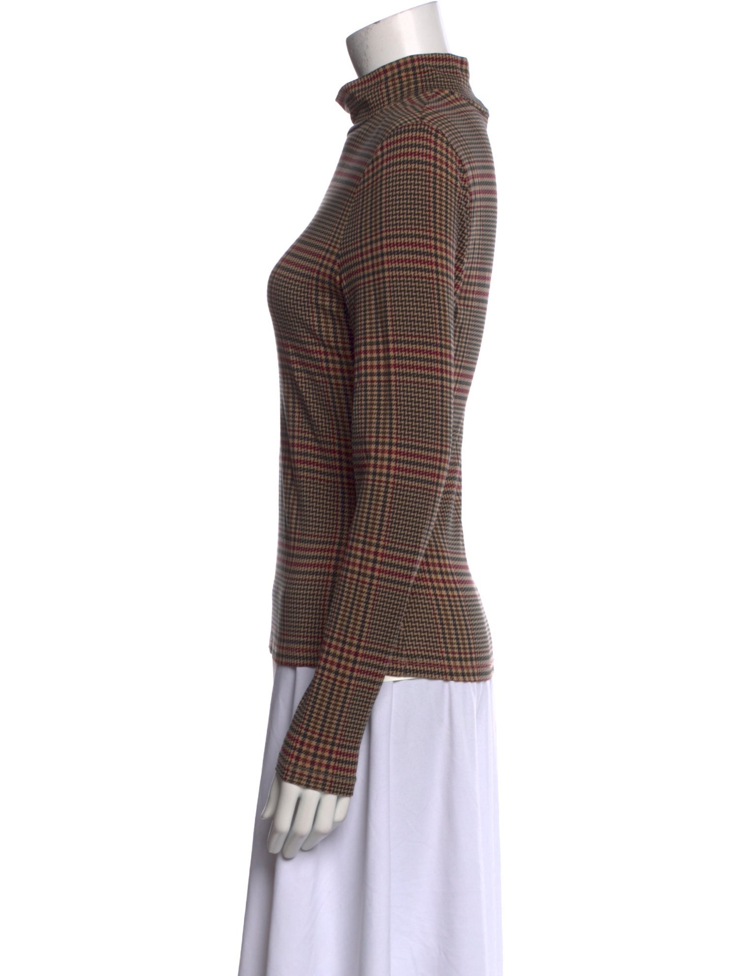 Veronica Beard Houndstooth Print Turtleneck Top
